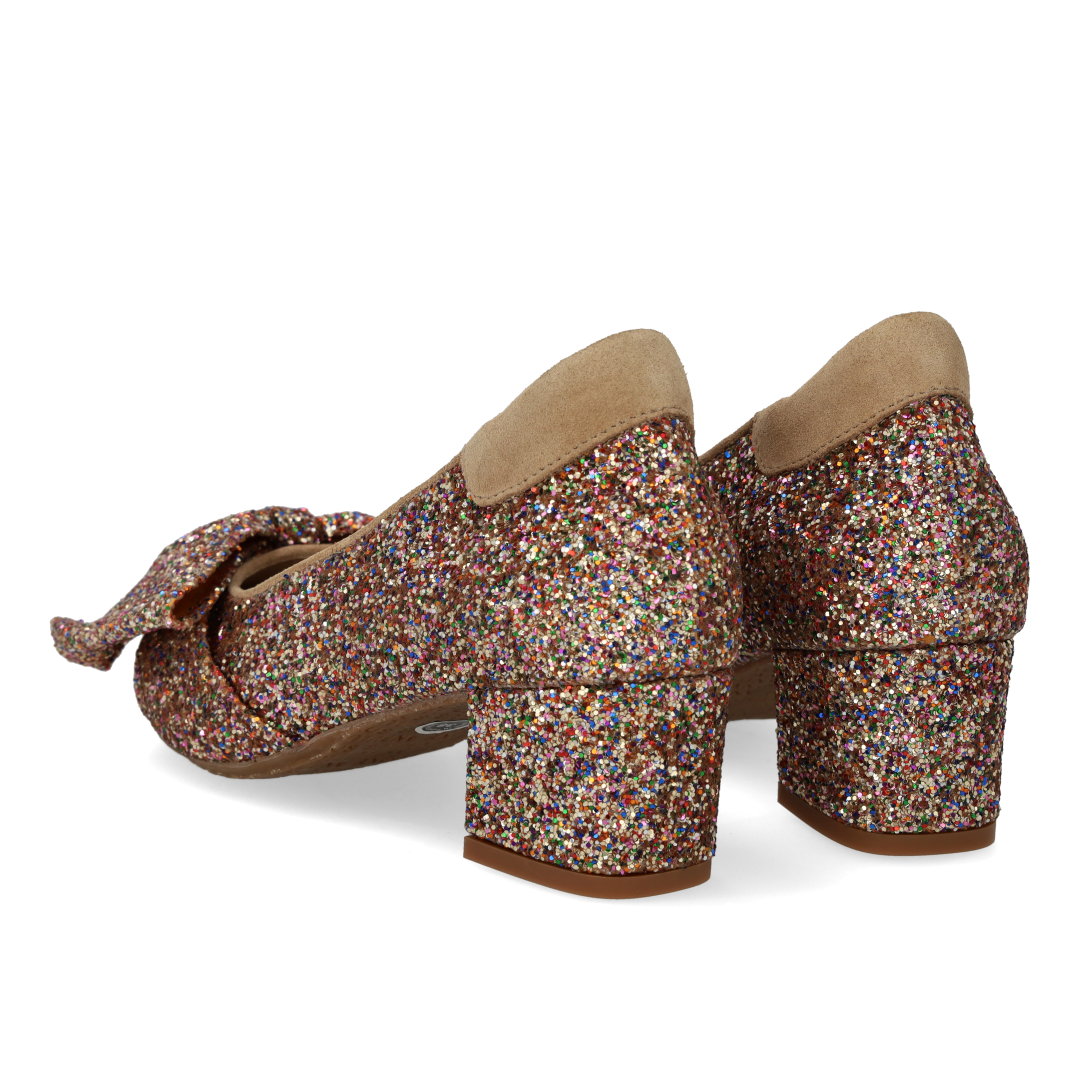 Pumps mit Schleife in funkelndem Glitzer