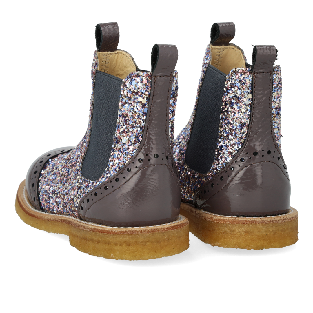 Chelsea-Stiefel mit Glitzer und Brogue-Details