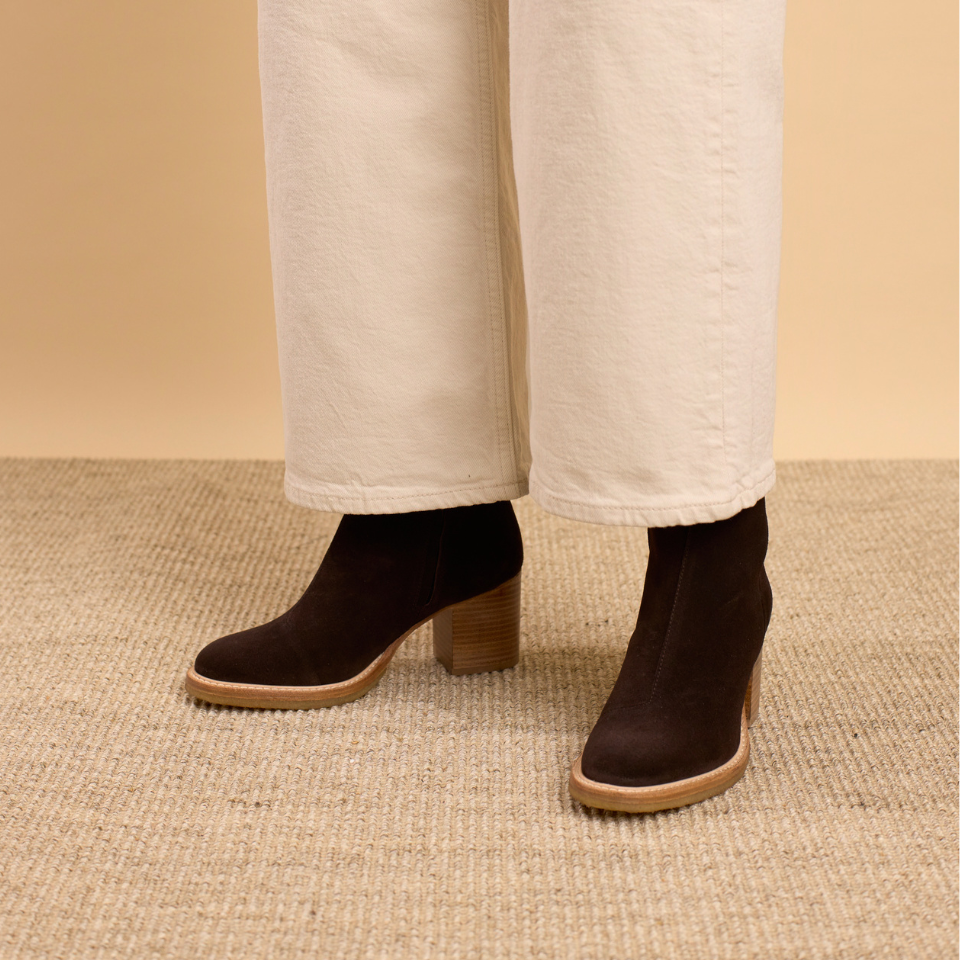 Stiefelette mit Blockabsatz und Reißverschluss