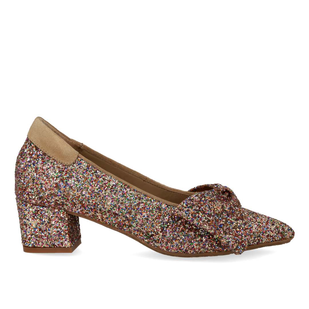 Pumps mit Schleife in funkelndem Glitzer